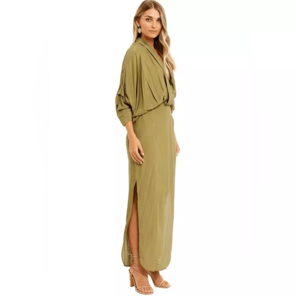 S/W/F Plunge Dress in Amazon Green - Picture 2 of 16